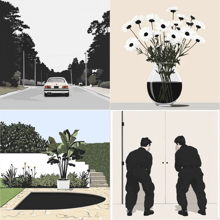 Muted Palette with Flat Shading - Midjourney style sref code