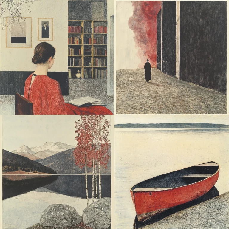 Muted Red Textural Realism - Midjourney style sref code