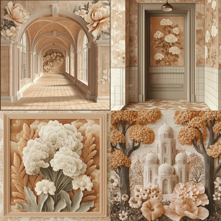 Sepia Architectural Floral - Midjourney style sref code