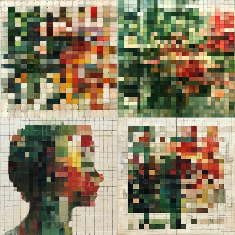 Fragmented Pixel Impressionism - Midjourney style sref code