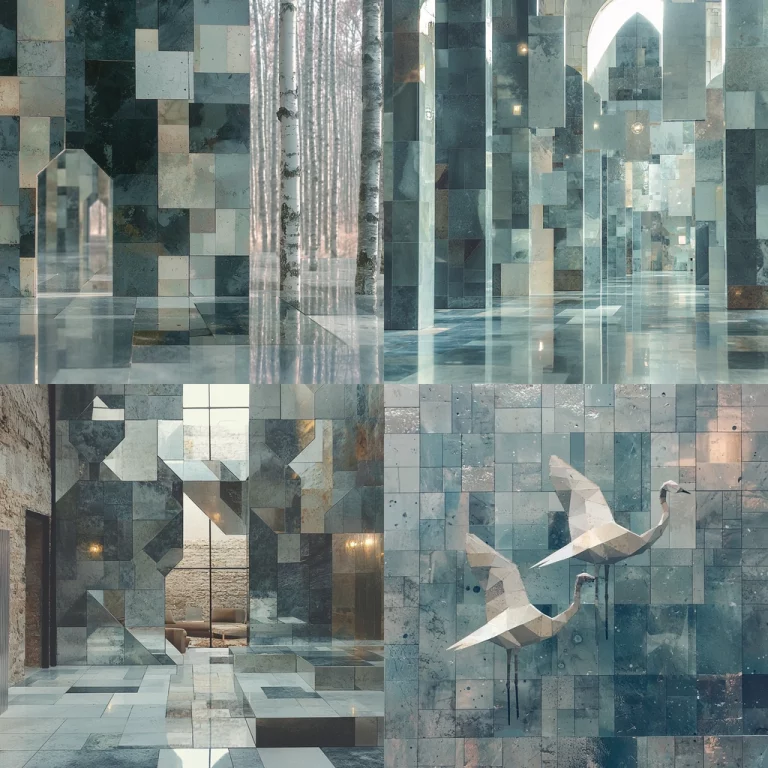 Reflective Geometric Architecture - Midjourney style sref code