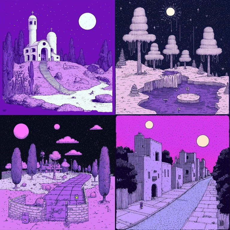 Purple Nightscape Illumination - Midjourney style sref code