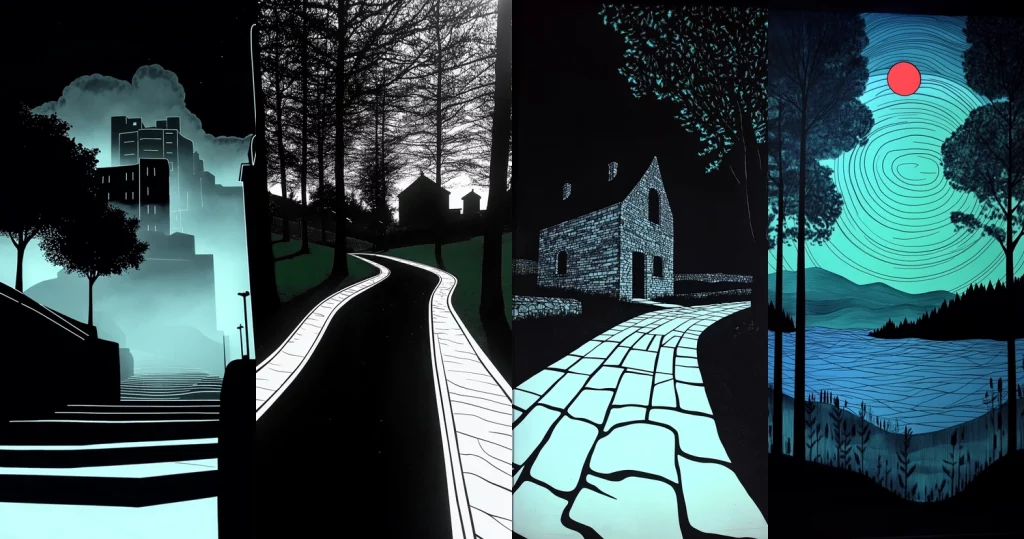 High Contrast Urban Paths - Midjourney style sref code