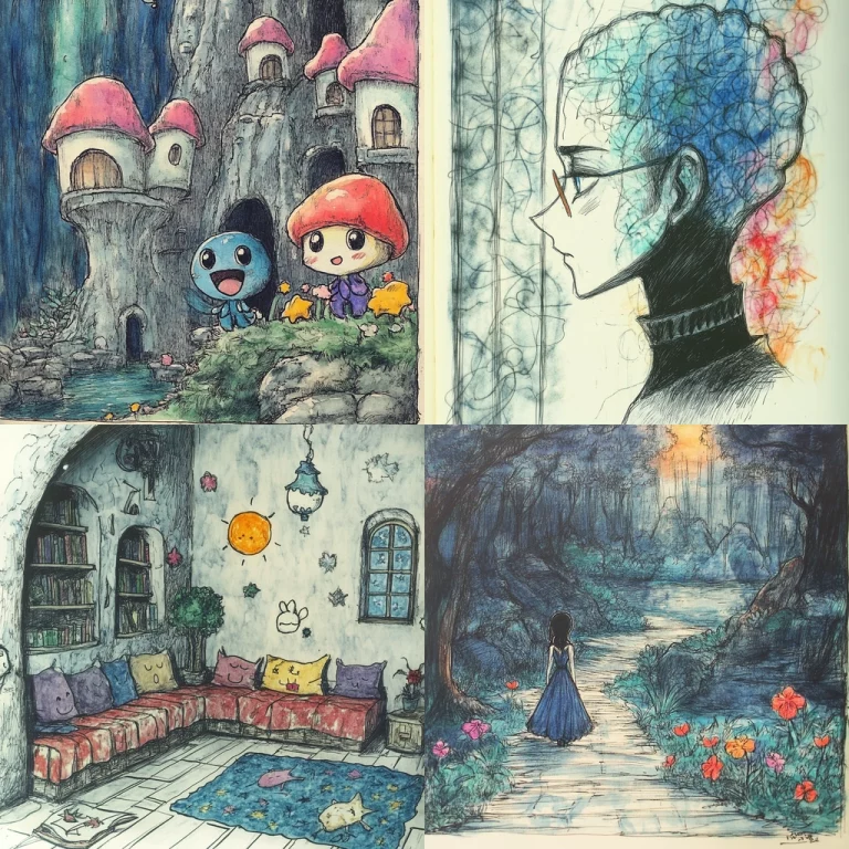 Vivid Pastel Sketch Dreamscape - Midjourney style sref code