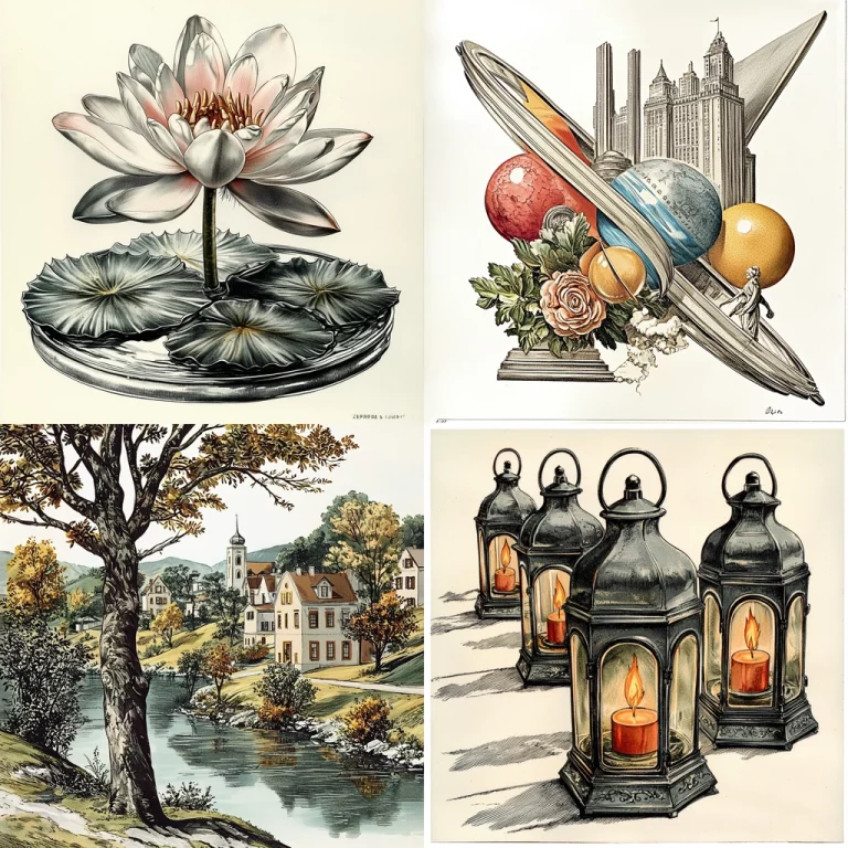 Monochrome Vintage Collage - Midjourney style sref code