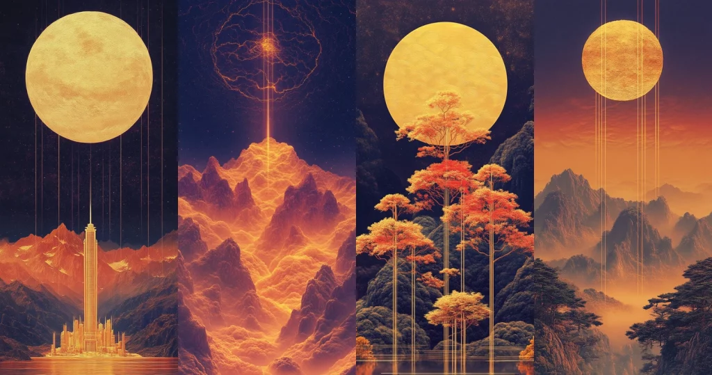 Golden Luminescent Cascade - Midjourney style sref code