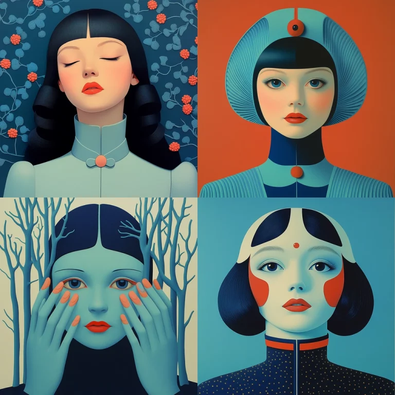 Flat Color Modern Portraiture - Midjourney style sref code