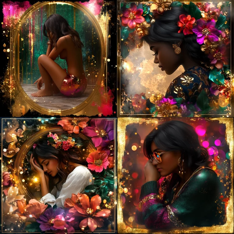 Floral Golden Frame Surrealism - Midjourney style sref code