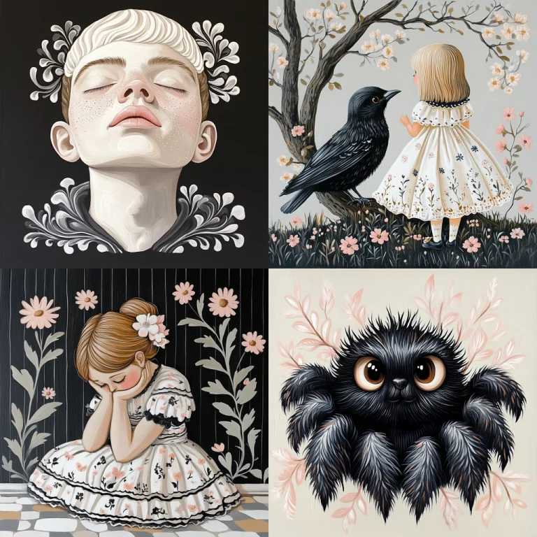 Monochrome Floral Fantasy - Midjourney style sref code