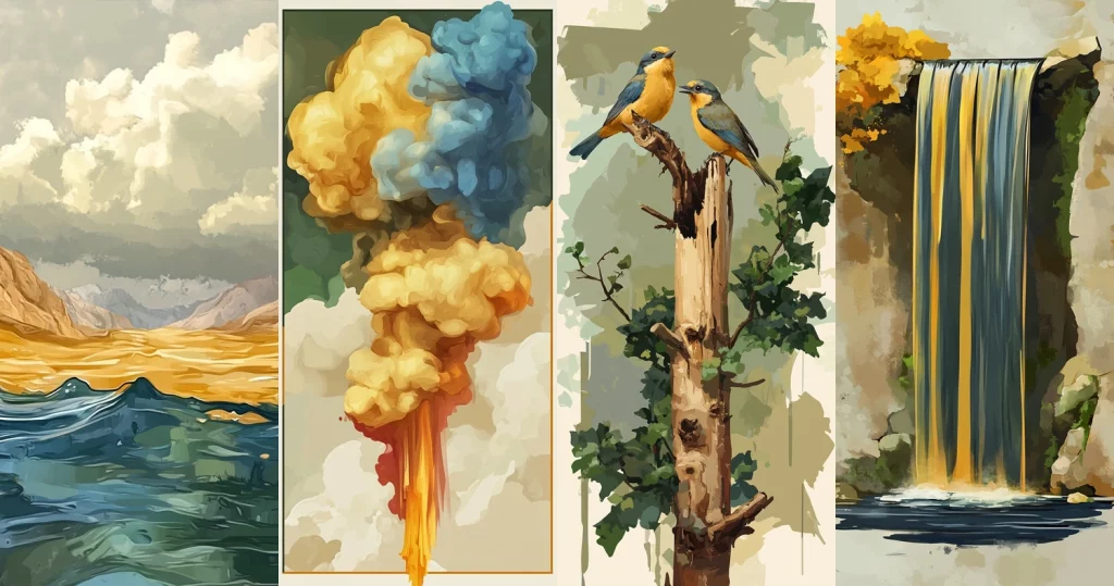 Fluid Hues with Bold Contrast - Midjourney style sref code