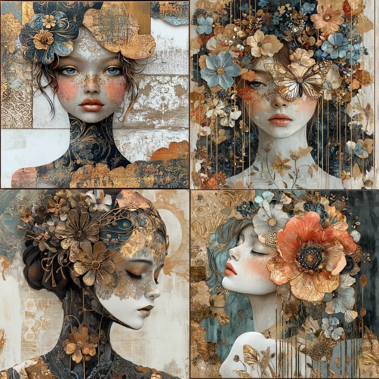 Textured Floral Assemblage - Midjourney style sref code