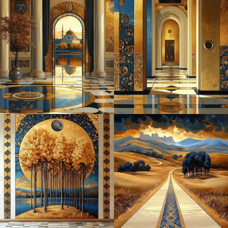 Gilded Geometric Reflections - Midjourney style sref code