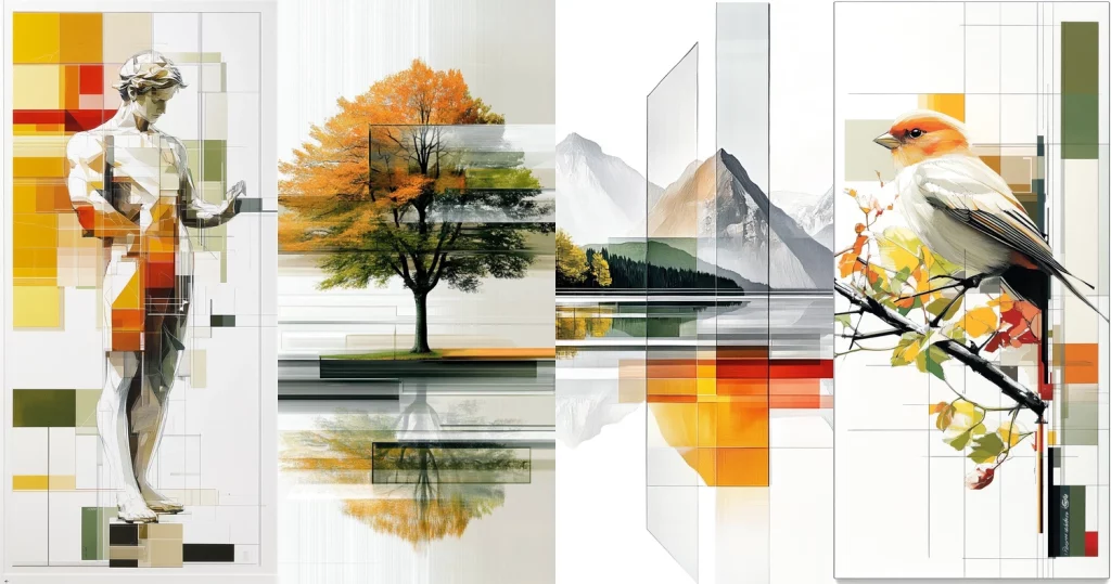 Geometric Realism with Natural Elements - Midjourney style sref code