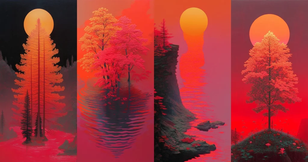 Vibrant Sunset Silhouette - Midjourney style sref code