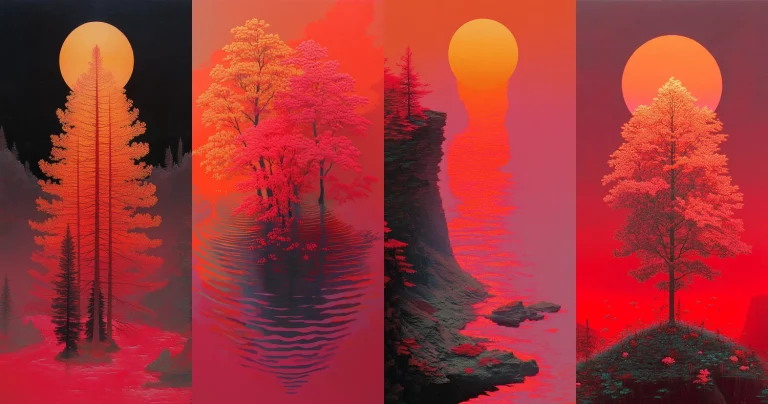 Vibrant Sunset Silhouette - Midjourney style sref code