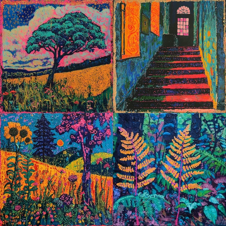 Vibrant Textured Landscape Imagery - Midjourney style sref code