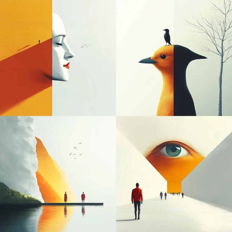 Minimalist Contrast with Orange - Midjourney style sref code