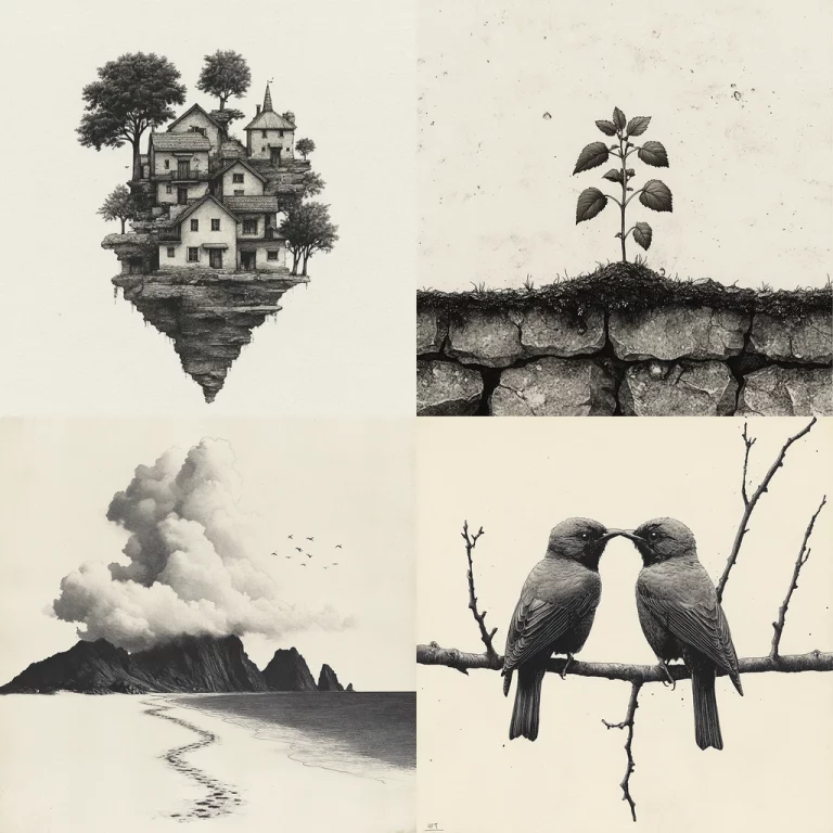 Monochrome Illustrative Form - Midjourney style sref code