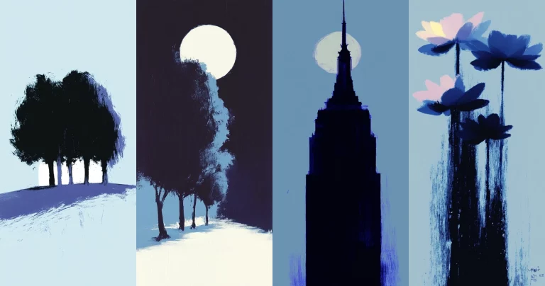 Dark Blue Silhouette Contrast - Midjourney style sref code