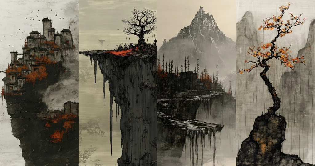 Muted Earthy Cliffscapes - Midjourney style sref code