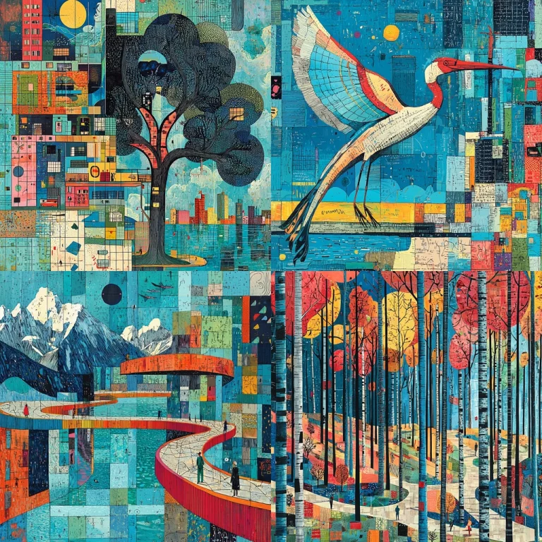 Geometric Blue Mosaic Composition - Midjourney style sref code