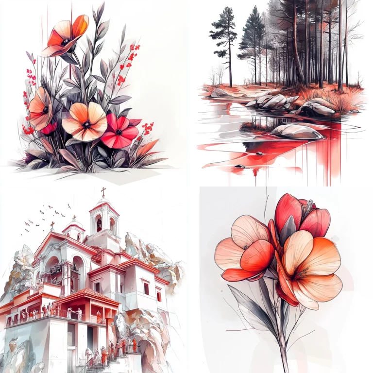 Vibrant Red Watercolor - Midjourney style sref code