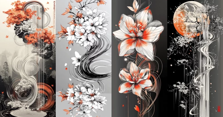 Monochrome Swirl with Orange Highlights - Midjourney style sref code