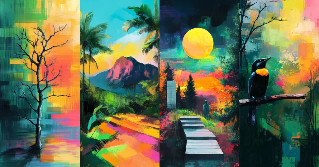 Vibrant Gradient Brushwork - Midjourney style sref code