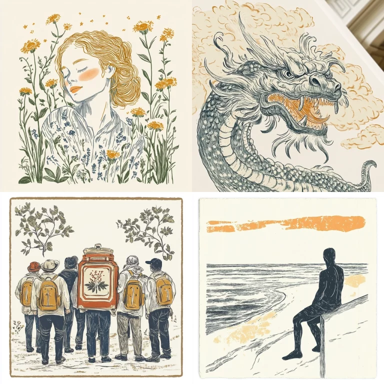 Detailed Line Nature Scenes - Midjourney style sref code