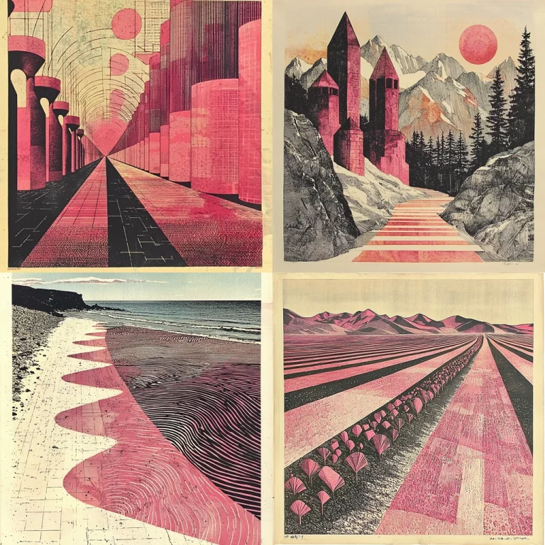 Pink Monochrome Perspective - Midjourney style sref code