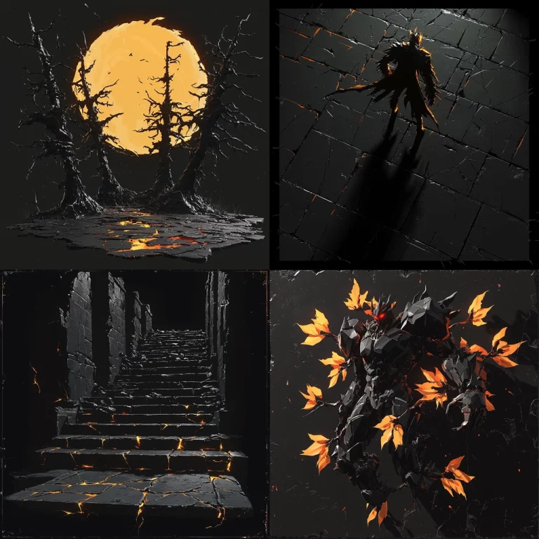 Dark Textured Lighting with Fire Accents - Midjourney style sref code