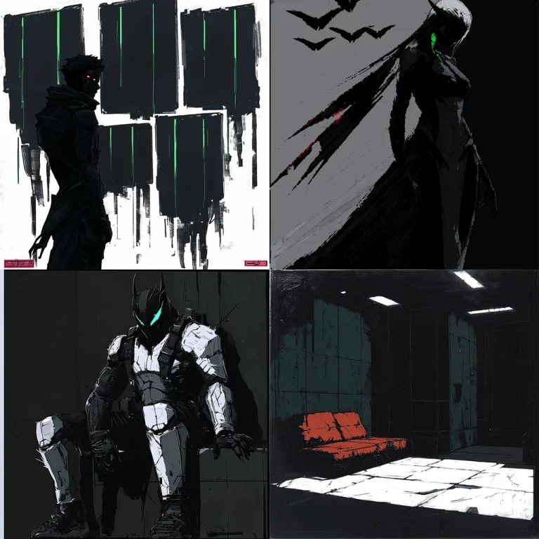 High Contrast Monochrome with Neon Accents - Midjourney style sref code