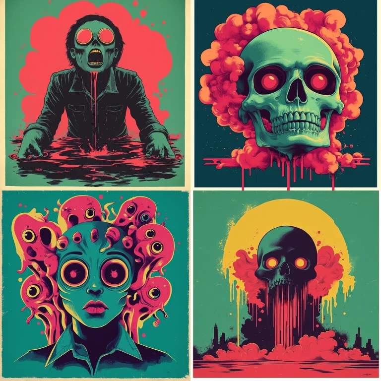 Vibrant Skull Illustrations - Midjourney style sref code