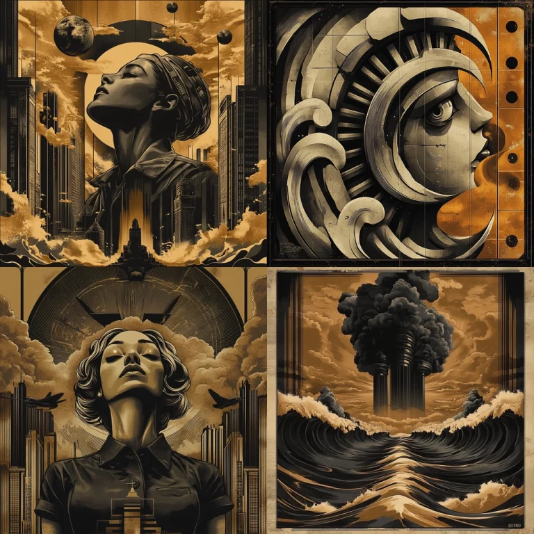 Sepia Toned Urban Futurism - Midjourney style sref code