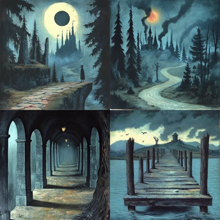 Gothic Moonlit Landscape - Midjourney style sref code 