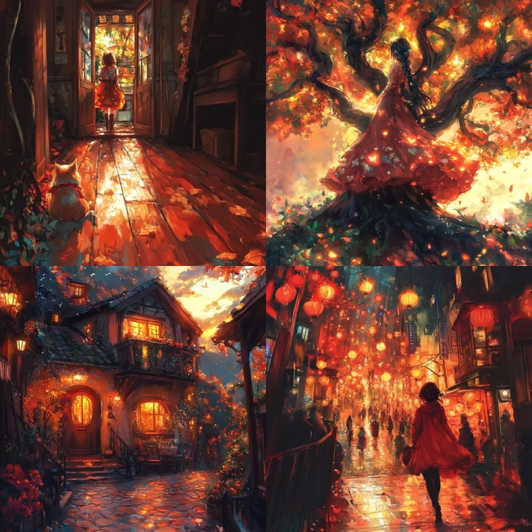 Illuminated Autumn Atmosphere - Midjourney style sref code