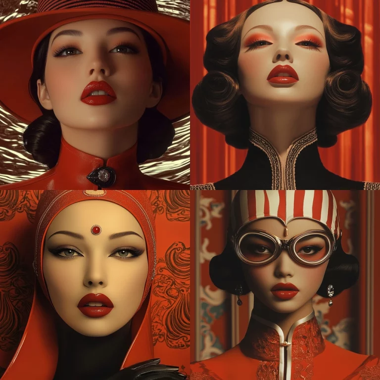 Vintage Glamour with Rich Reds - Midjourney style sref code