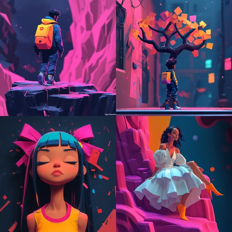 Vibrant Neon Surrealism - Midjourney style sref code