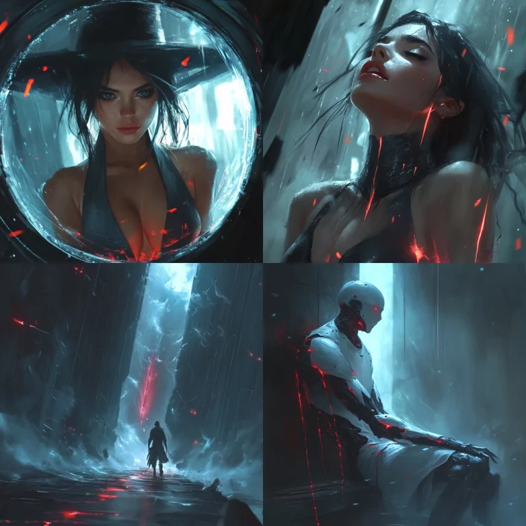 Cyan Glow with Red Accents - Midjourney style sref code