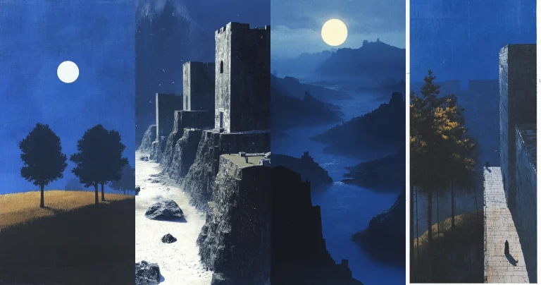 Blue Nocturnal Landscapes - Midjourney style sref code