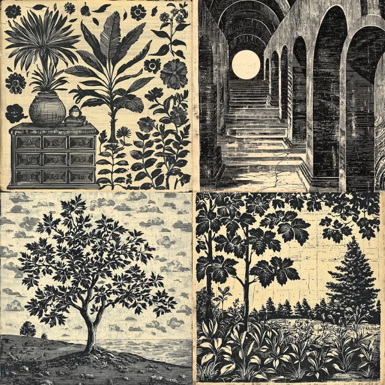 Monochrome Botanical Texture - Midjourney style sref code