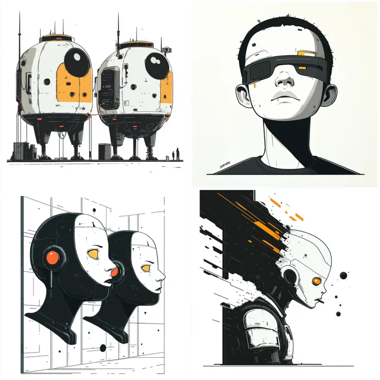 Minimalist Techno Illustration - Midjourney style sref code