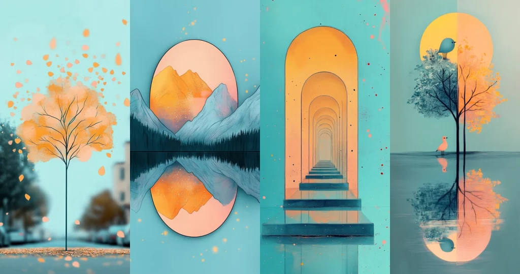 Teal Tone with Golden Accents - Midjourney style sref code