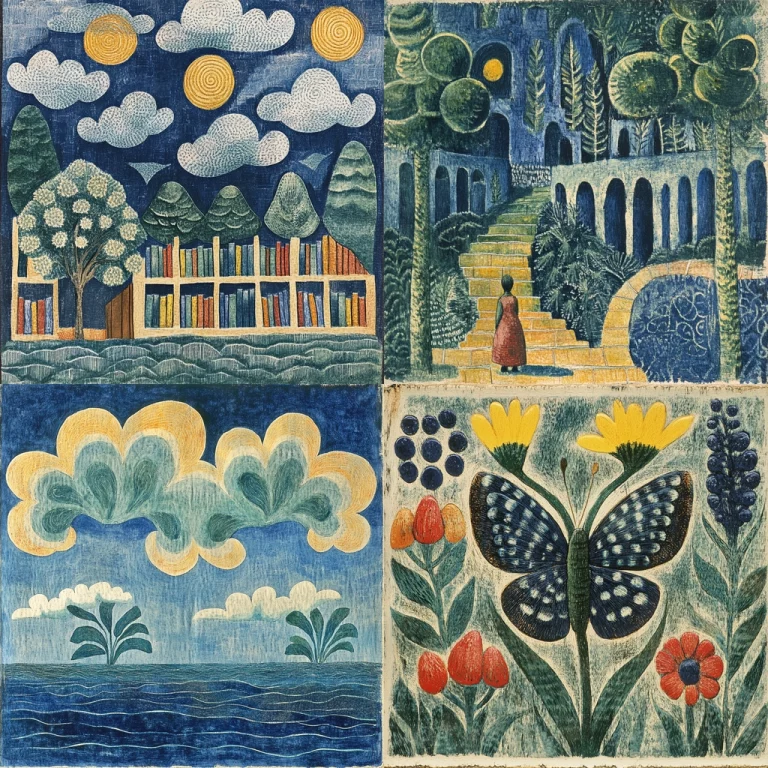 Textured Blue-Orange Harmony - Midjourney style sref code