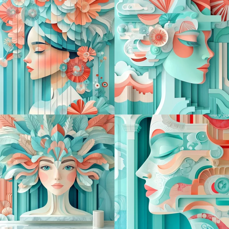 Playful Geometric Pastel Relief - Midjourney style sref code