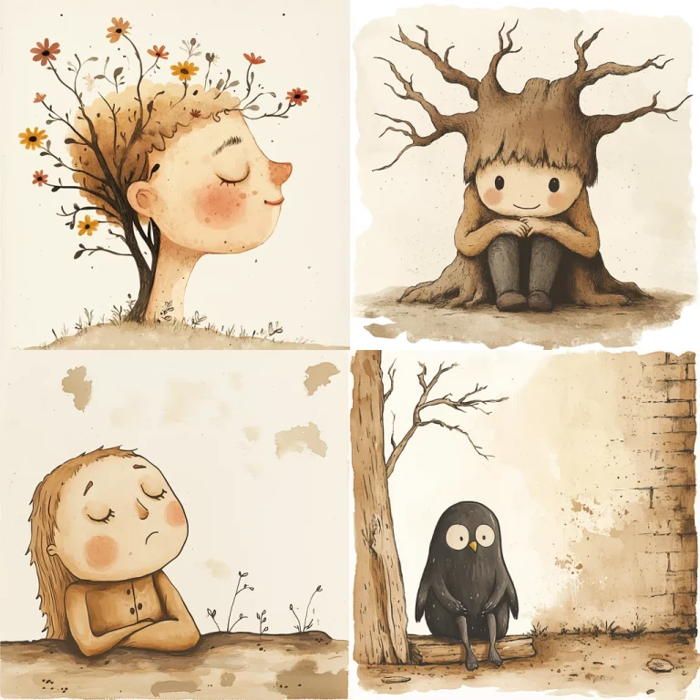 Soft Autumnal Ink Illustrations - Midjourney style sref code