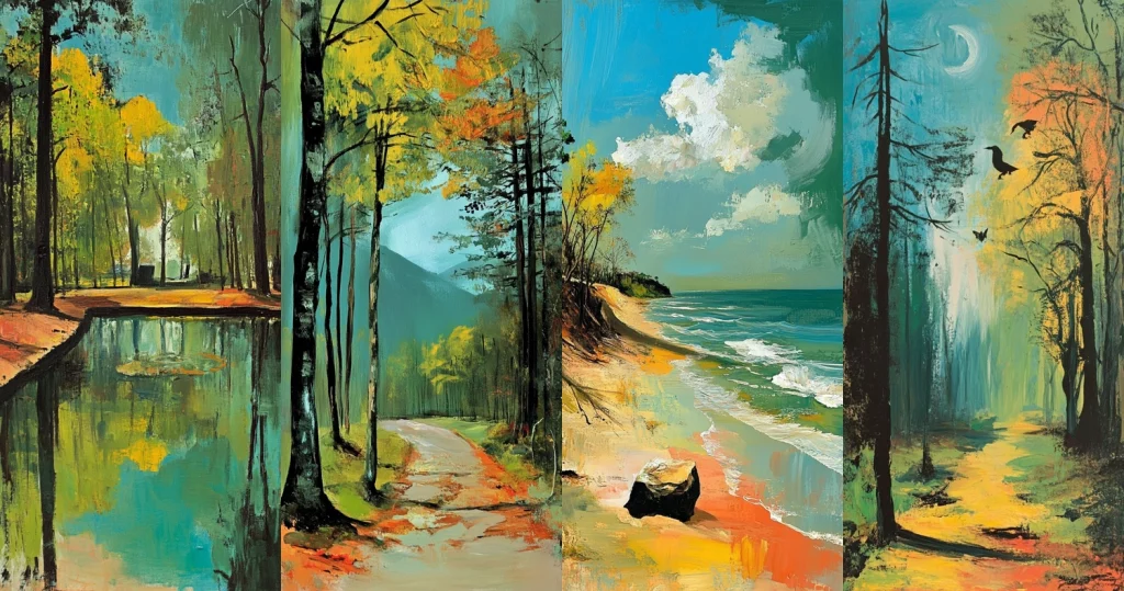 Vibrant Natural Landscape Brushstrokes - Midjourney style sref code