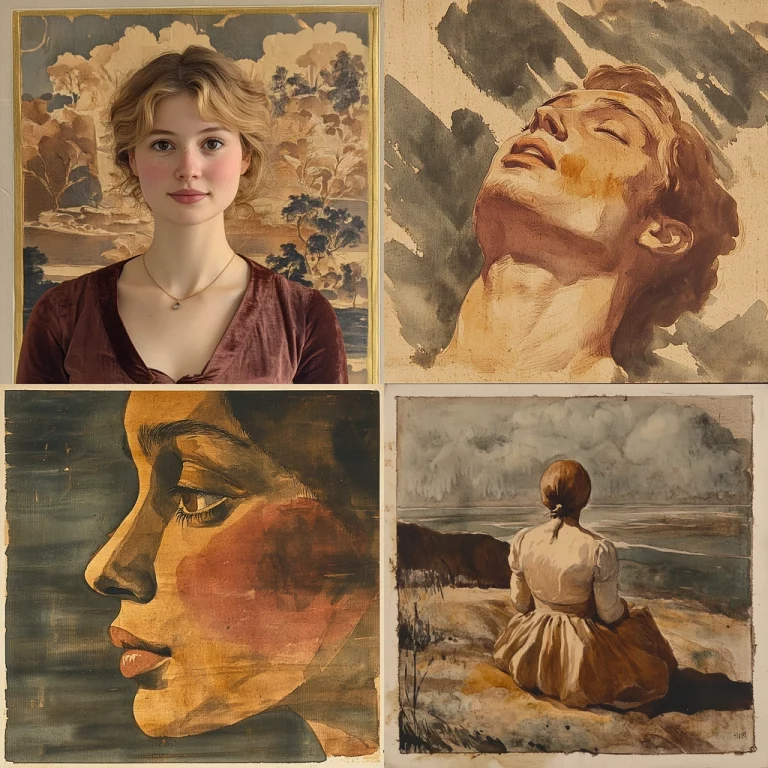 Muted Earth Tones with Soft Brushwork - Midjourney style sref code