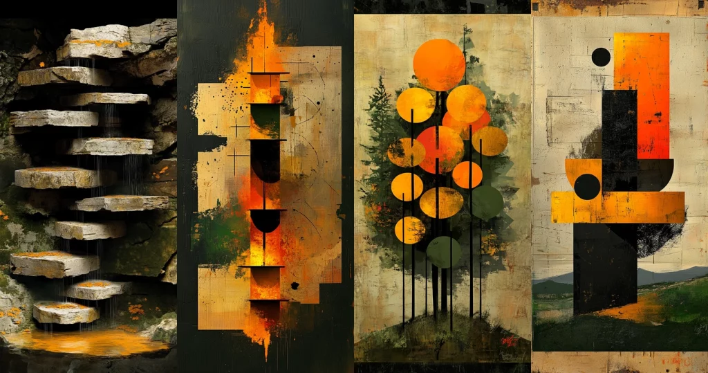 Textured Orange Geometry - Midjourney style sref code