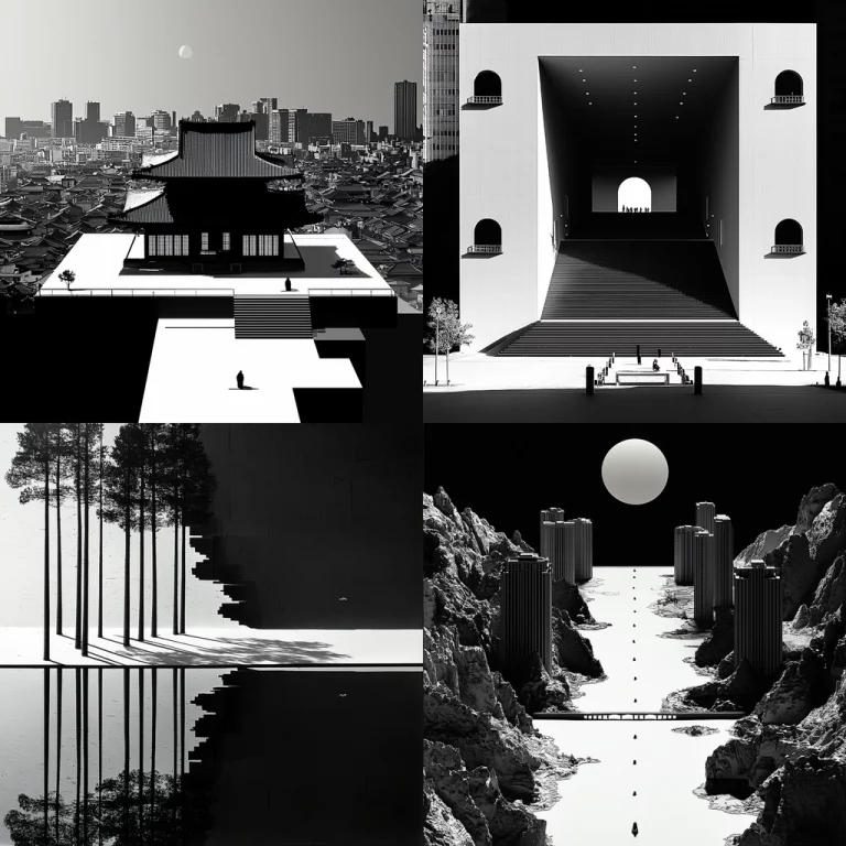 Monochrome Geometric Contrast - Midjourney style sref code